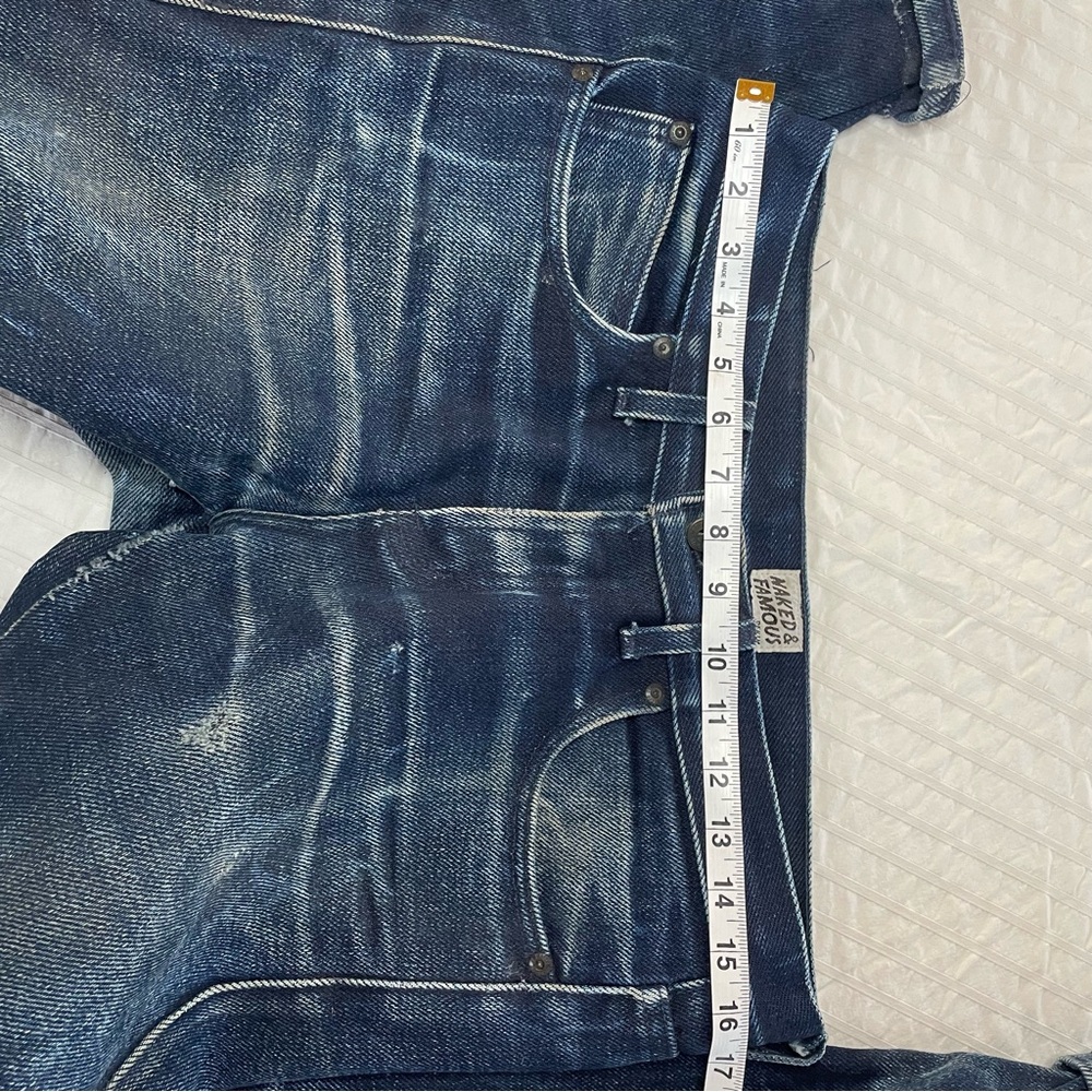 Naked & Famous Denim Men’s Elephant 4 Skinny Jeans - Dark Blue with fading - Picture 14 of 16